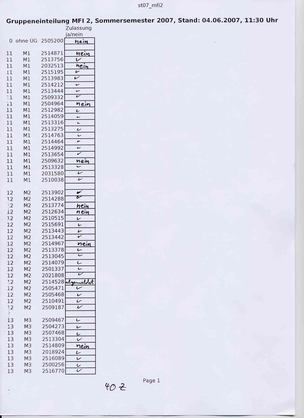 Liste, Teil 1